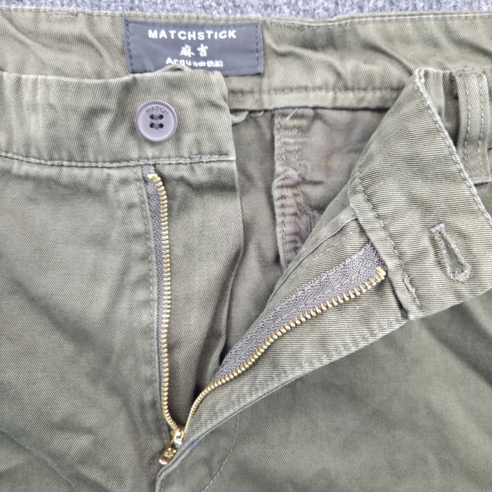 Matchstick Argus Mens Olive Green Cotton Chino Utility Trousers Size 38 Gorpcore